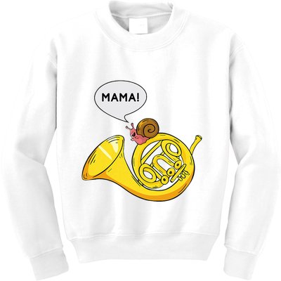 French Horn I Snail Pun Orchestra Marching Band Kids Sweatshirt
