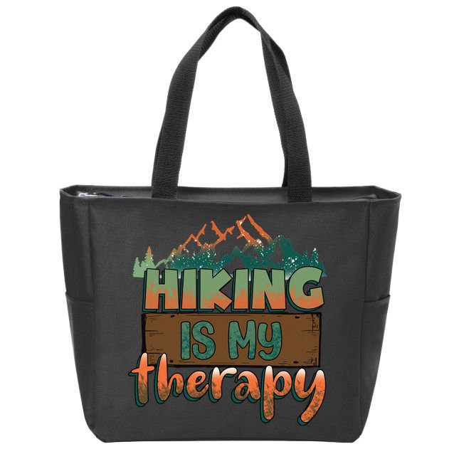 Funny Hiking Is My Therapy Camping Mountain Love Gift Zip Tote Bag