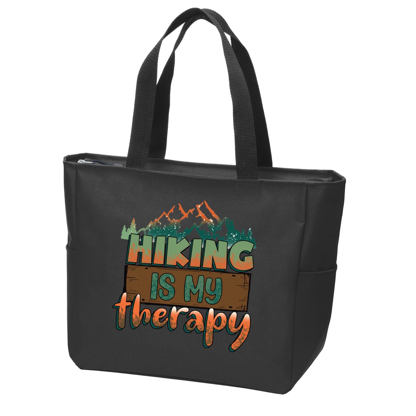 Funny Hiking Is My Therapy Camping Mountain Love Gift Zip Tote Bag