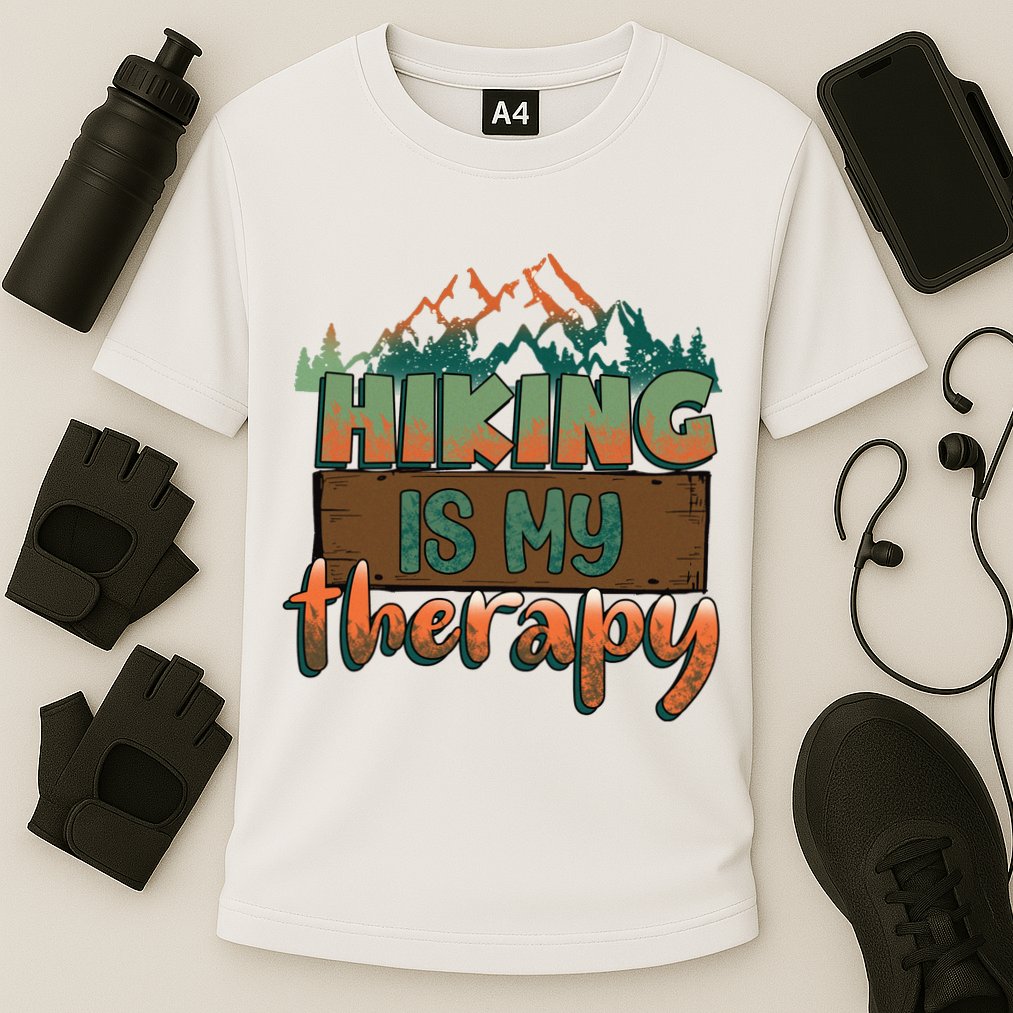 Funny Hiking Is My Therapy Camping Mountain Love Gift Cooling Performance Crew T-Shirt