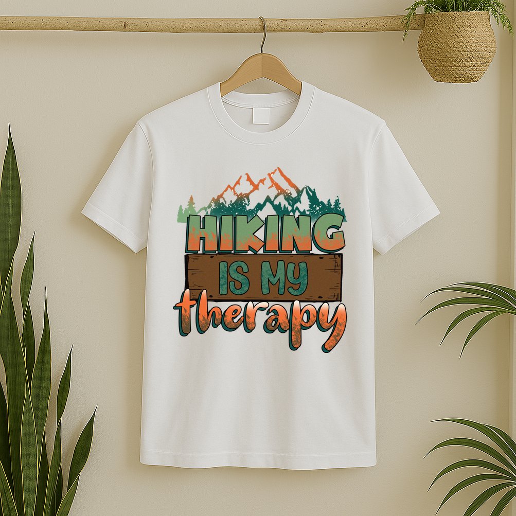 Funny Hiking Is My Therapy Camping Mountain Love Gift T-Shirt
