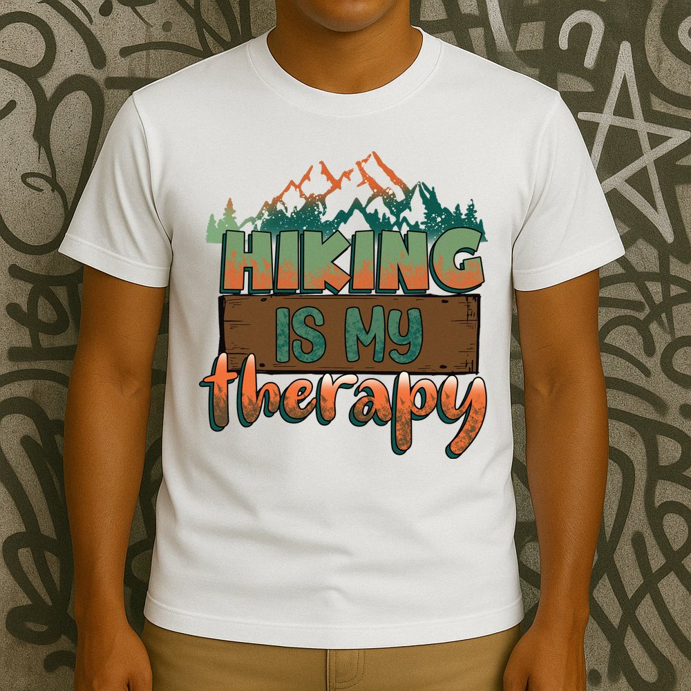 Funny Hiking Is My Therapy Camping Mountain Love Gift T-Shirt