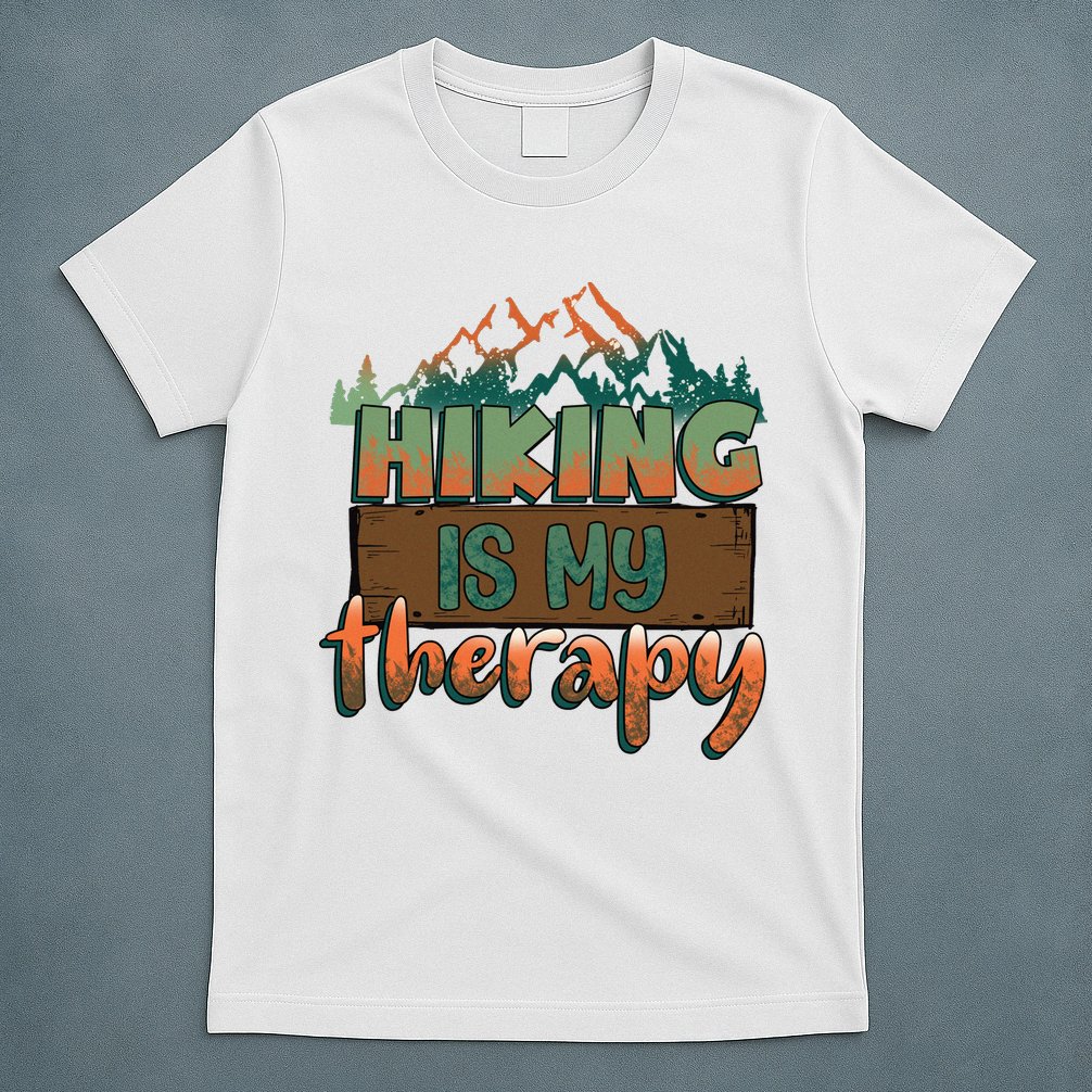 Funny Hiking Is My Therapy Camping Mountain Love Gift T-Shirt