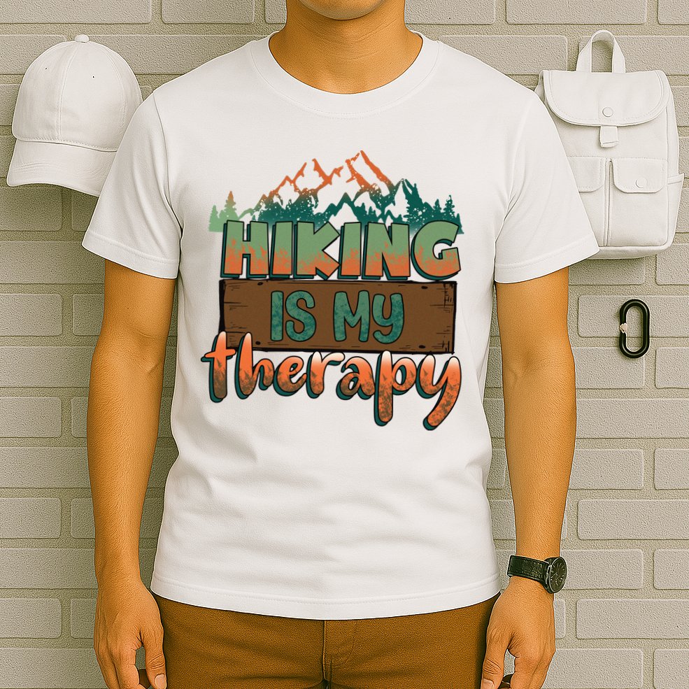 Funny Hiking Is My Therapy Camping Mountain Love Gift T-Shirt