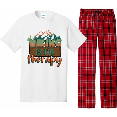 Funny Hiking Is My Therapy Camping Mountain Love Gift Pajama Set