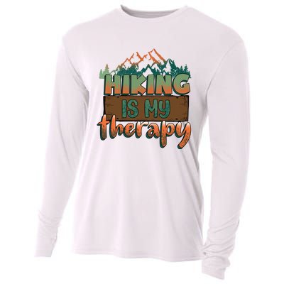 Funny Hiking Is My Therapy Camping Mountain Love Gift Cooling Performance Long Sleeve Crew