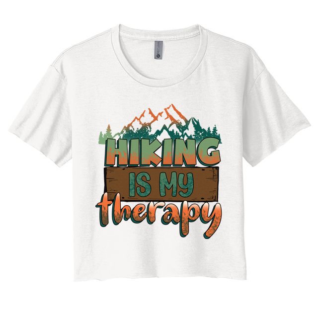 Funny Hiking Is My Therapy Camping Mountain Love Gift Crop Top