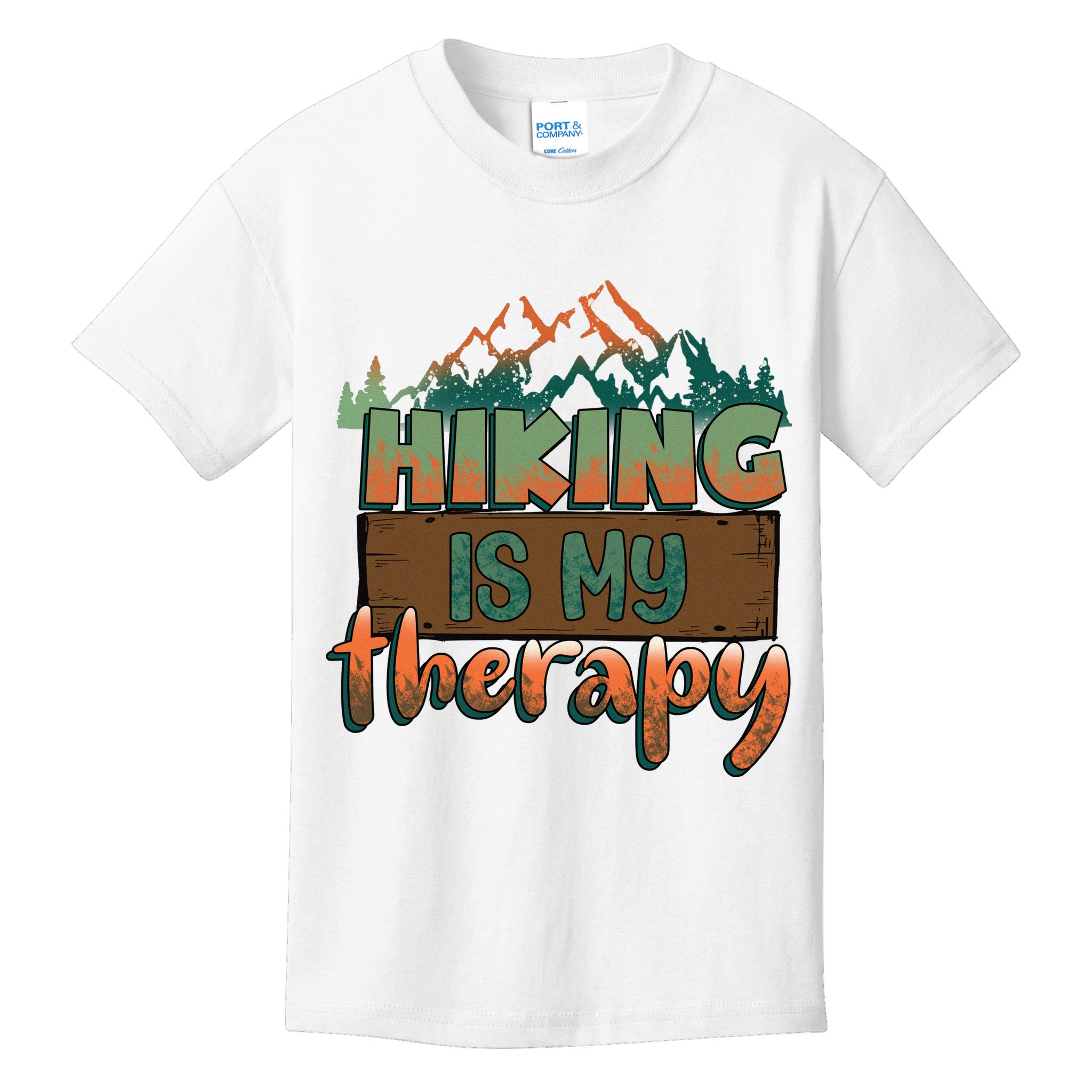 Funny Hiking Is My Therapy Camping Mountain Love Gift Kids T-Shirt