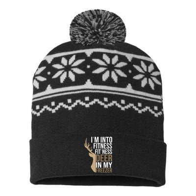 Funny Hunter Im Into Fitness Deer Freezer Hunting USA-Made Snowflake Beanie