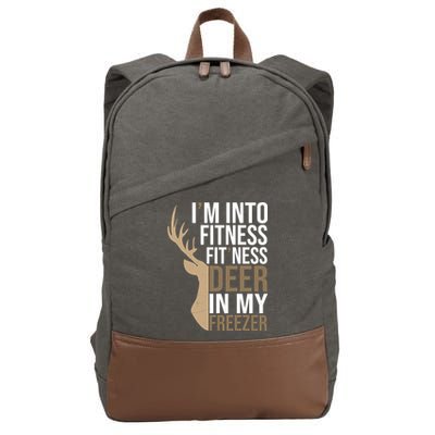 Funny Hunter Im Into Fitness Deer Freezer Hunting Cotton Canvas Backpack