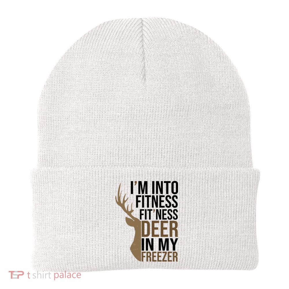 Funny Hunter Im Into Fitness Deer Freezer Hunting Knit Cap Winter Beanie