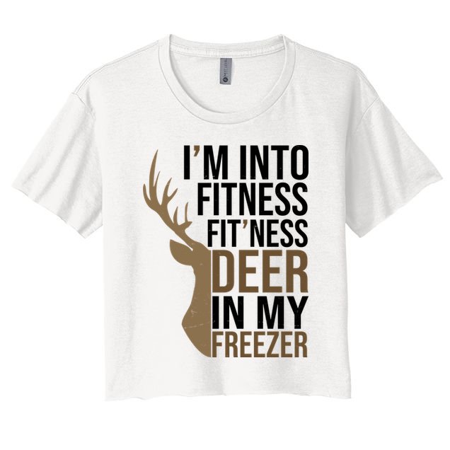 Funny Hunter Im Into Fitness Deer Freezer Hunting Crop Top