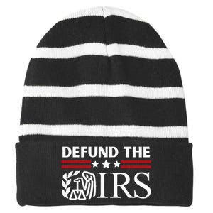 Funny Humor IRS Defund The IRS Striped Beanie with Solid Band