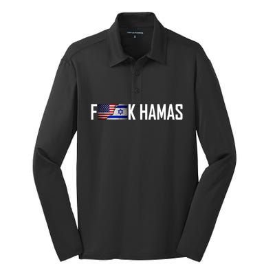 F*Ck Hamas Israel Strong Pray Silk Touch Performance Long Sleeve Polo