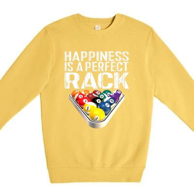 Funny Happiness Is A Perfect Rack Billiards Pool Gift Premium Crewneck Sweatshirt