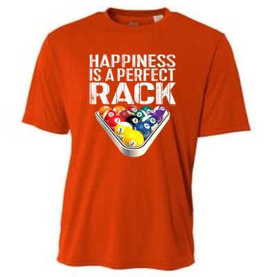 Funny Happiness Is A Perfect Rack Billiards Pool Gift Cooling Performance Crew T-Shirt