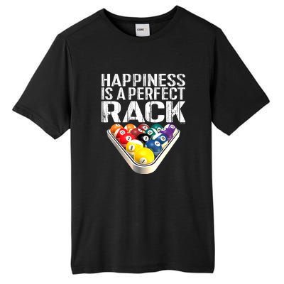 Funny Happiness Is A Perfect Rack Billiards Pool Gift Tall Fusion ChromaSoft Performance T-Shirt