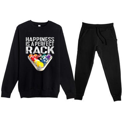 Funny Happiness Is A Perfect Rack Billiards Pool Gift Premium Crewneck Sweatsuit Set