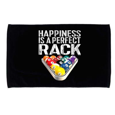 Funny Happiness Is A Perfect Rack Billiards Pool Gift Microfiber Hand Towel