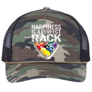 Funny Happiness Is A Perfect Rack Billiards Pool Gift Retro Rope Trucker Hat Cap