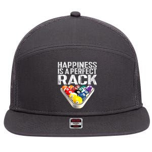 Funny Happiness Is A Perfect Rack Billiards Pool Gift 7 Panel Mesh Trucker Snapback Hat