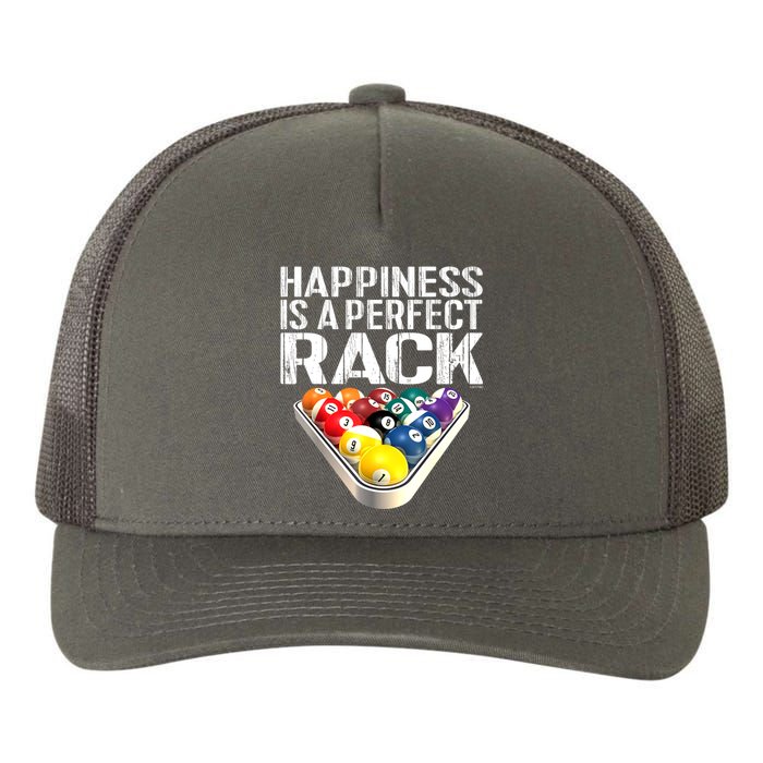 Funny Happiness Is A Perfect Rack Billiards Pool Gift Yupoong Adult 5-Panel Trucker Hat