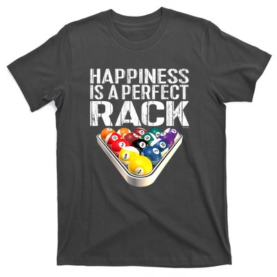 Funny Happiness Is A Perfect Rack Billiards Pool Gift T-Shirt