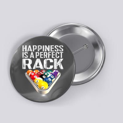 Funny Happiness Is A Perfect Rack Billiards Pool Gift Button