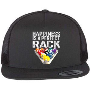 Funny Happiness Is A Perfect Rack Billiards Pool Gift Flat Bill Trucker Hat