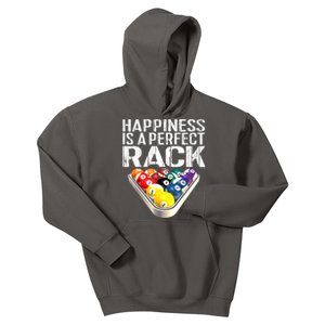 Funny Happiness Is A Perfect Rack Billiards Pool Gift Kids Hoodie