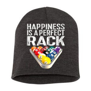 Funny Happiness Is A Perfect Rack Billiards Pool Gift Short Acrylic Beanie