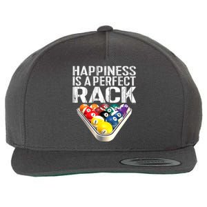 Funny Happiness Is A Perfect Rack Billiards Pool Gift Wool Snapback Cap