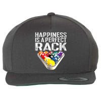 Funny Happiness Is A Perfect Rack Billiards Pool Gift Wool Snapback Cap