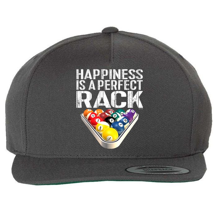 Funny Happiness Is A Perfect Rack Billiards Pool Gift Wool Snapback Cap