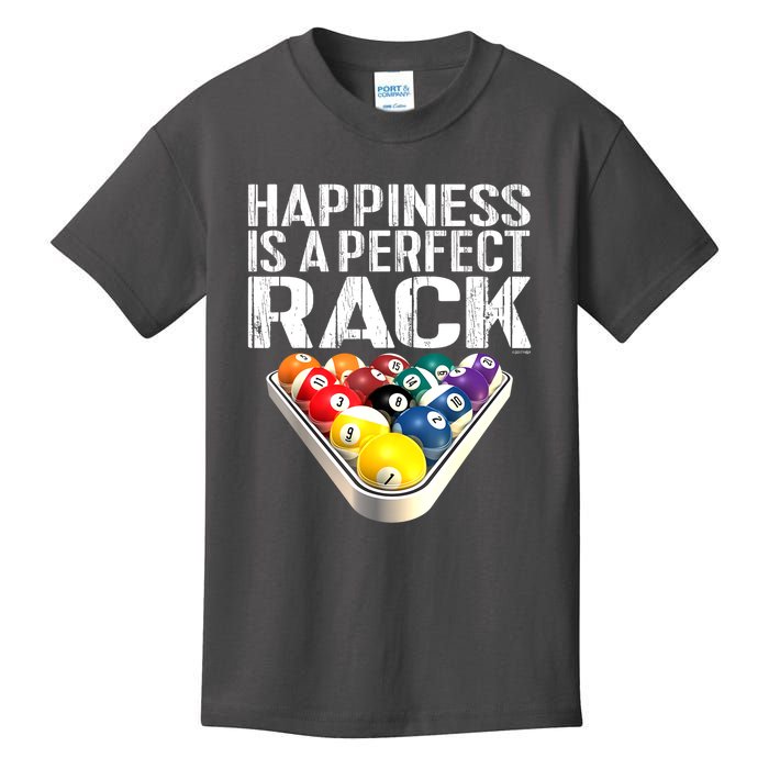 Funny Happiness Is A Perfect Rack Billiards Pool Gift Kids T-Shirt