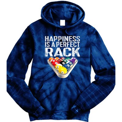 Funny Happiness Is A Perfect Rack Billiards Pool Gift Tie Dye Hoodie