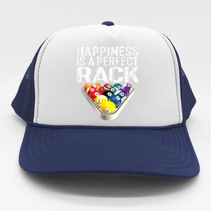 Funny Happiness Is A Perfect Rack Billiards Pool Gift Trucker Hat