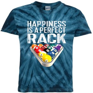 Funny Happiness Is A Perfect Rack Billiards Pool Gift Kids Tie-Dye T-Shirt