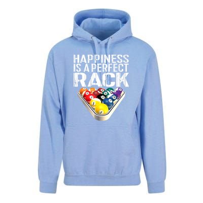 Funny Happiness Is A Perfect Rack Billiards Pool Gift Unisex Surf Hoodie