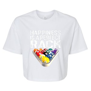 Funny Happiness Is A Perfect Rack Billiards Pool Gift Bella+Canvas Jersey Crop Tee