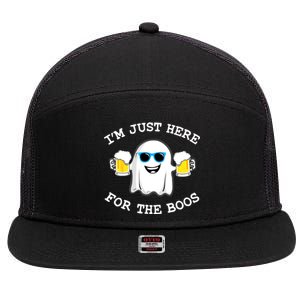 Funny Halloween Im Just Here For The Boos Beer Gift 7 Panel Mesh Trucker Snapback Hat