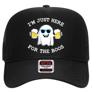 Funny Halloween Im Just Here For The Boos Beer Gift High Crown Mesh Back Trucker Hat