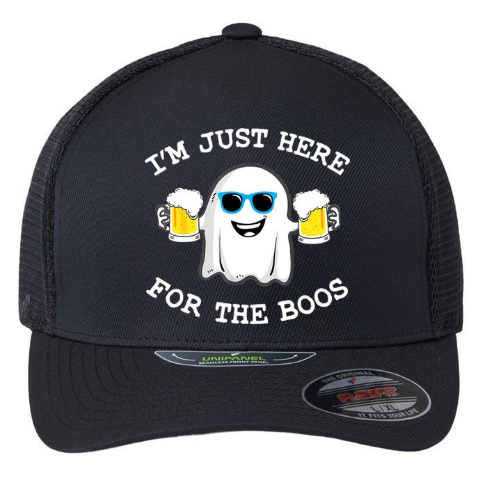 Funny Halloween Im Just Here For The Boos Beer Gift Flexfit Unipanel Trucker Cap