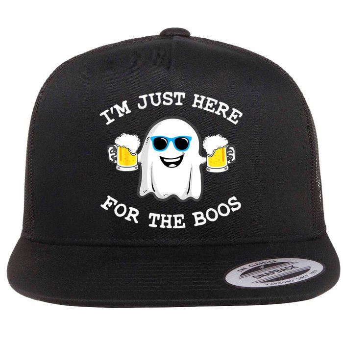 Funny Halloween Im Just Here For The Boos Beer Gift Flat Bill Trucker Hat