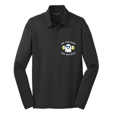 Funny Halloween Im Just Here For The Boos Beer Gift Silk Touch Performance Long Sleeve Polo