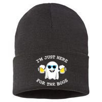 Funny Halloween Im Just Here For The Boos Beer Gift Sustainable Knit Beanie