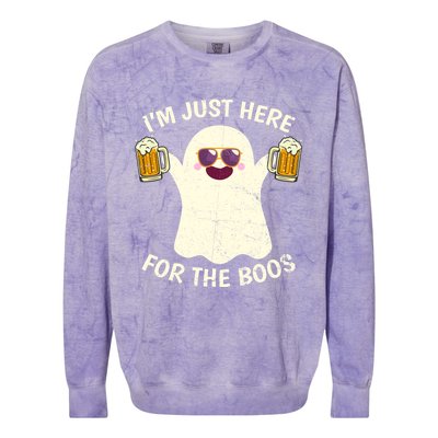 Funny Halloween Im Just Here For The Boos Cute Ghost Funny Gift Colorblast Crewneck Sweatshirt