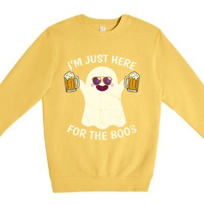 Funny Halloween Im Just Here For The Boos Cute Ghost Funny Gift Premium Crewneck Sweatshirt