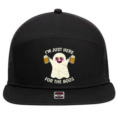 Funny Halloween Im Just Here For The Boos Cute Ghost Funny Gift 7 Panel Mesh Trucker Snapback Hat