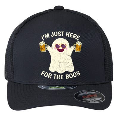 Funny Halloween Im Just Here For The Boos Cute Ghost Funny Gift Flexfit Unipanel Trucker Cap